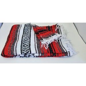 Red color mexican blanket warm and thick falsa blanket beach blanket